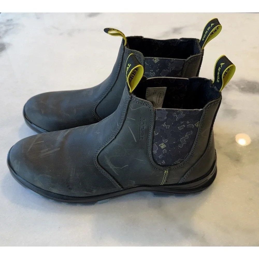 Terra Chelsea Work Boots Men 11 Dark Gray Leather ASTM F2892-18 EH Slip-On Camo